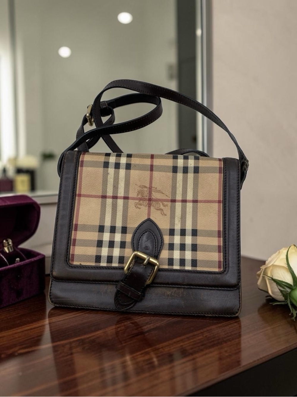 Authentic Burberry Haymarket Small Paisley Crossbody Bag Italy
